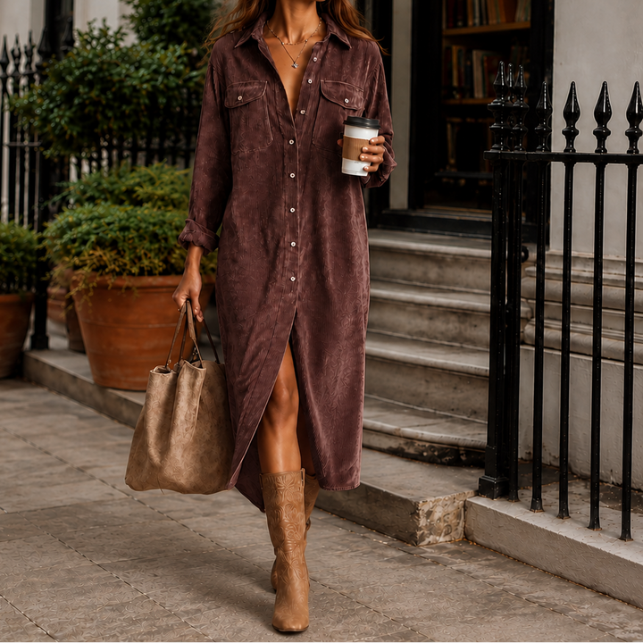 Wearbella – Button-Front Midi Shirt Dress With Side Slit
