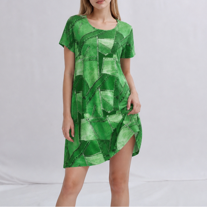 Wearbella – Patchwork Print Relaxed Shift Dress