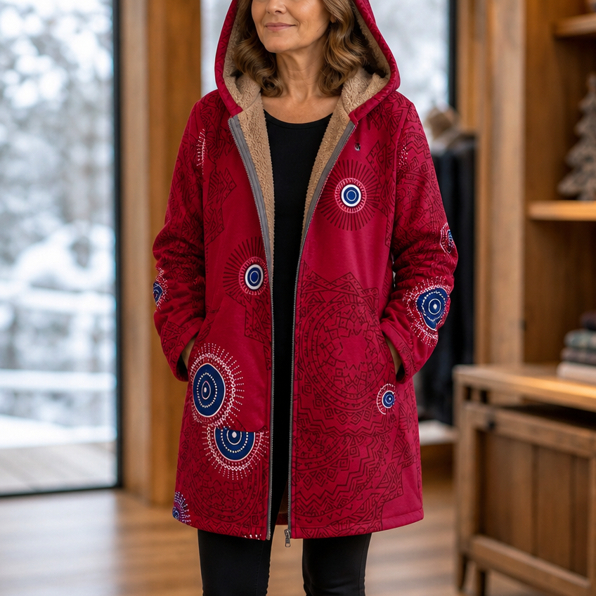 Leaf & Loom – Printed Hooded Winter Coat