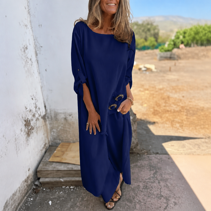 Effortlane – Asymmetric Hem Cotton-Linen Tunic Set