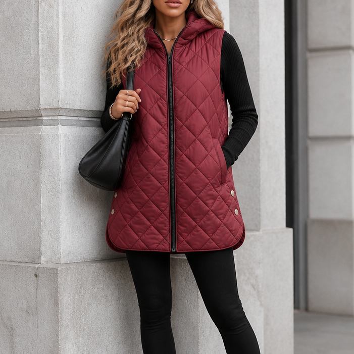 Quilta – Long Quilted Hooded Sleeveless Vest
