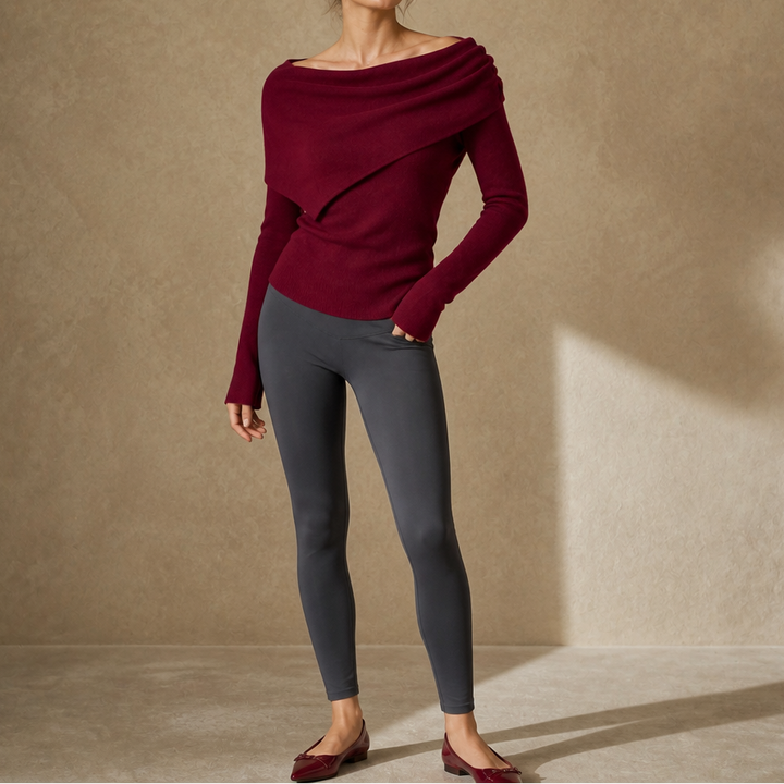 Versavia – Ribbed Convertible Knit Capelet Top