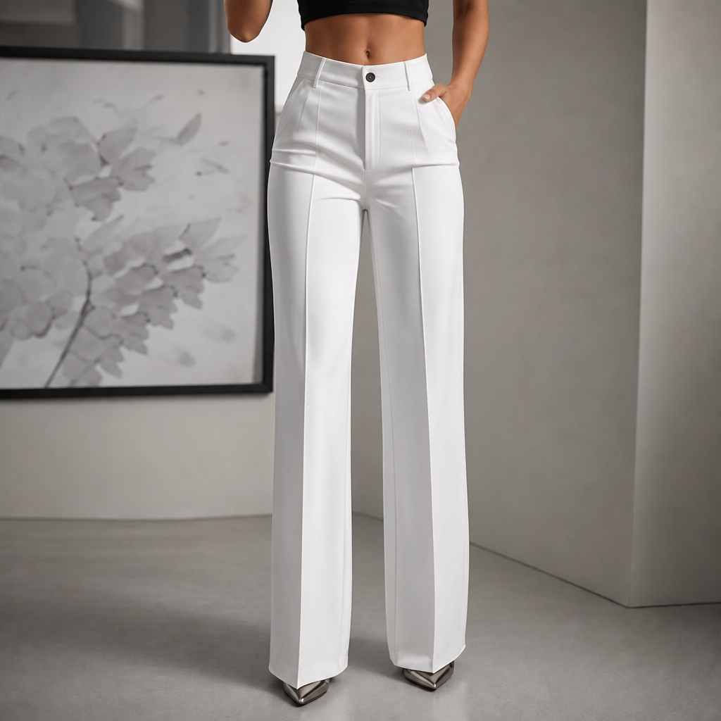 Veloura – High-Waisted Pleated Stretch Trousers