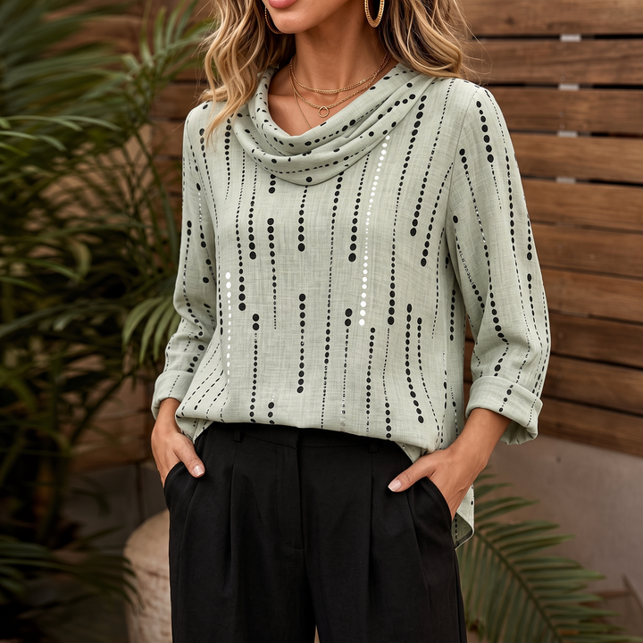 Dotwell – Dotted Stand-Collar Button Sweatshirt