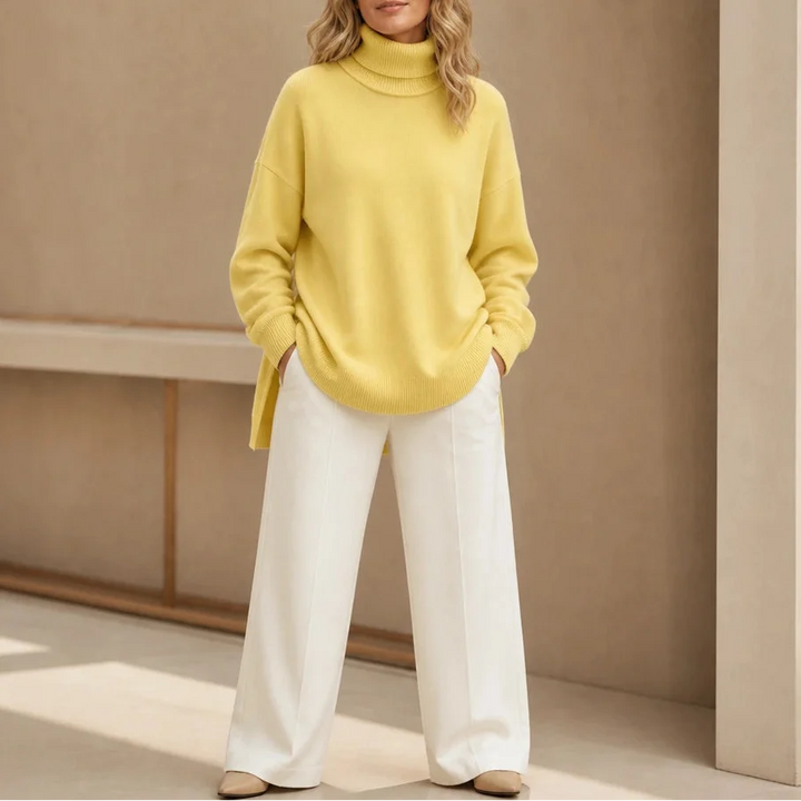 Wearbella – Ribbed High-Neck Side-Slit Sweater