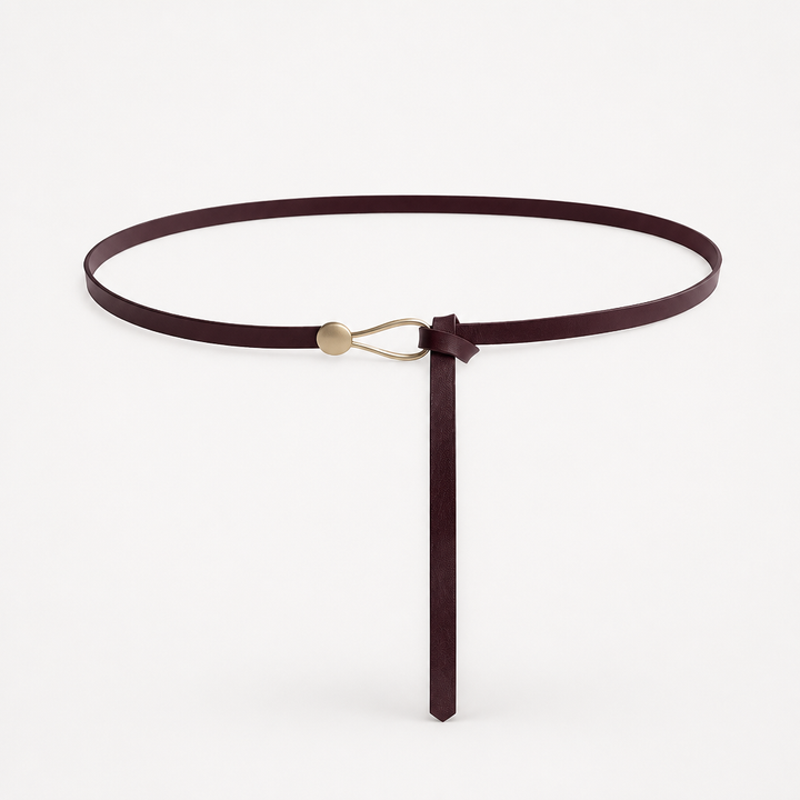 Wearbella – Sculptural Hook Buckle Slim Leather Belt