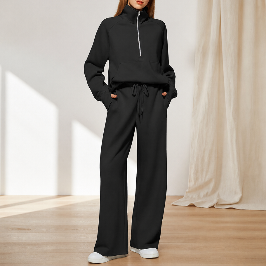 Easewell – Half-Zip Top And Wide-Leg Trouser Set