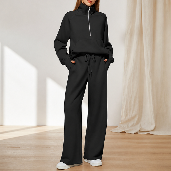 Easewell – Half-Zip Top And Wide-Leg Trouser Set