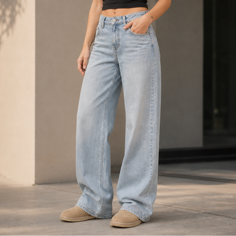 Longline Denim – High-Waisted Wide-Leg Jeans