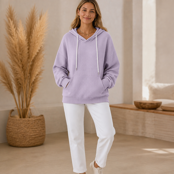 Ribelle – Powder Blue Ribbed Knit Pullover Hoodie