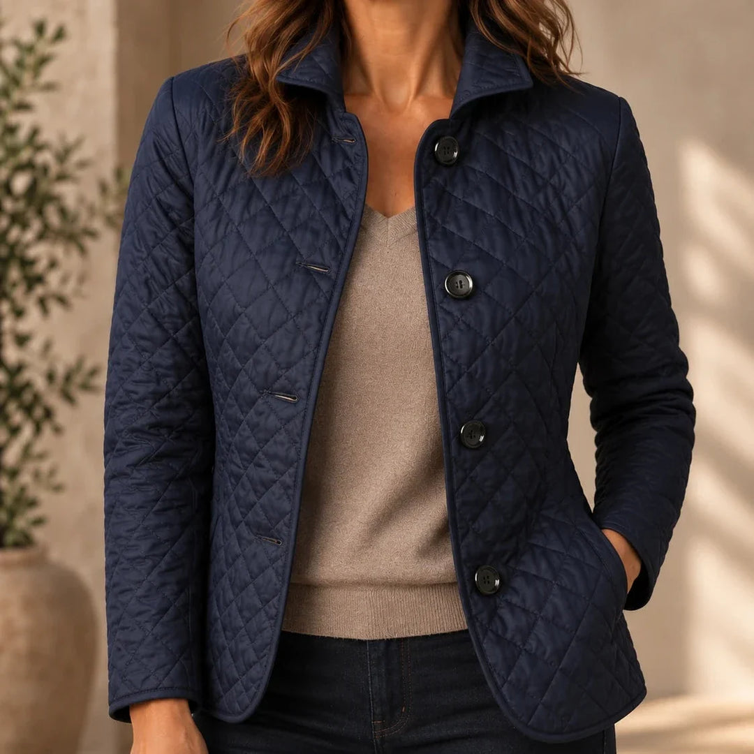 Loredana – Button-Front Quilted Mid-Season Jacket