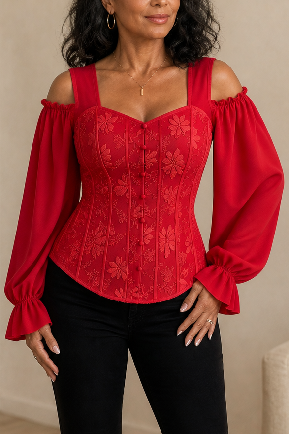 Corsetta – Floral Off-Shoulder Corset-Look Top