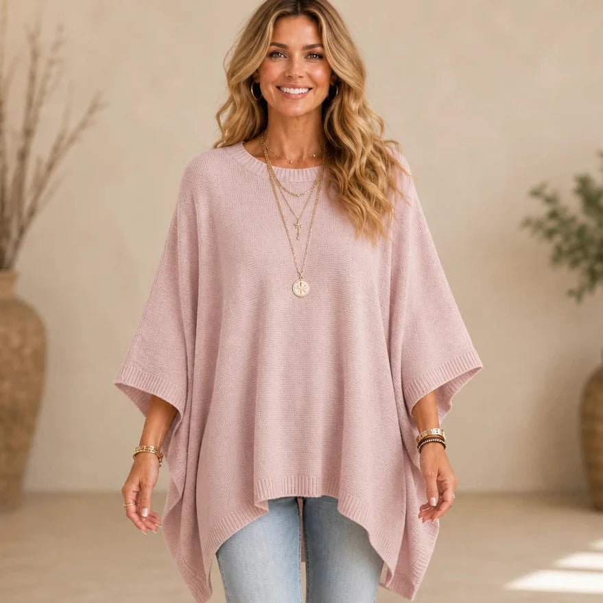 Drapeelle – Asymmetrical Batwing-Sleeve Knit Top