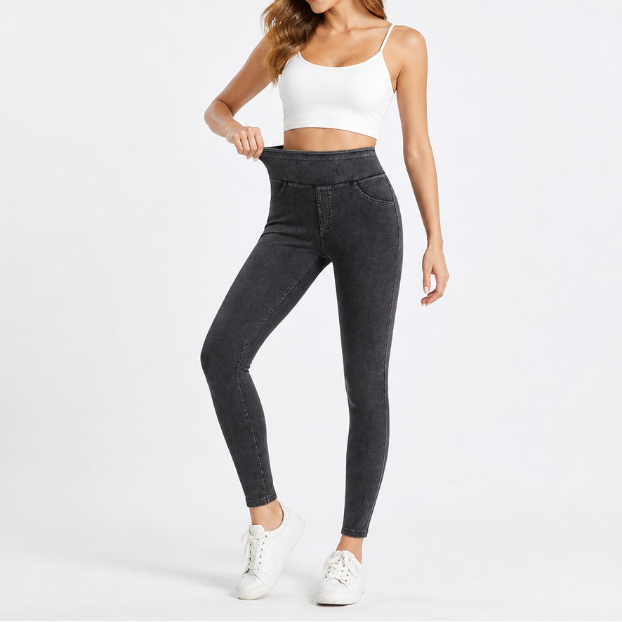 Wearbella – High-Waisted Denim-Look Jeggings