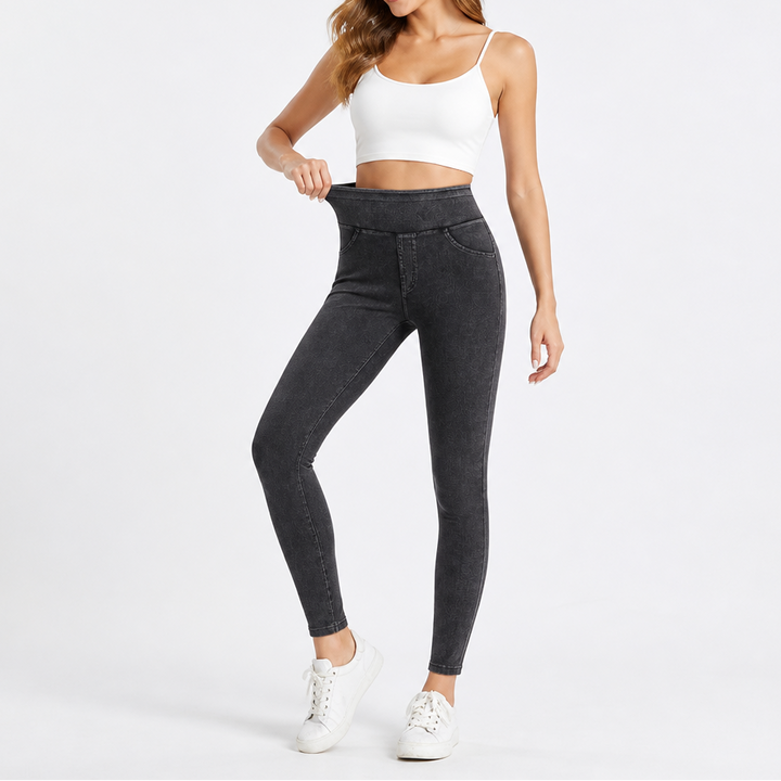 Wearbella – High-Waisted Denim-Look Jeggings