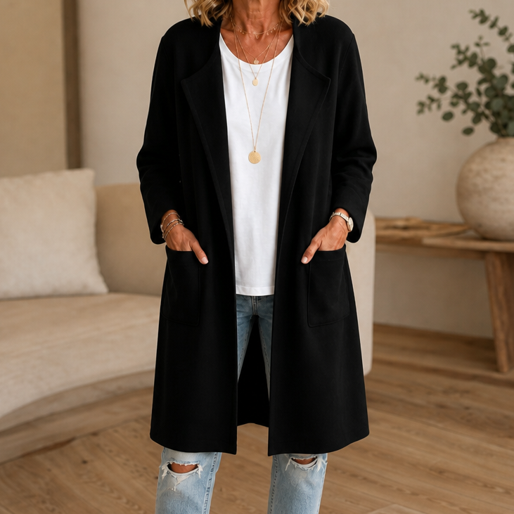 Wrapelle – Open-Front Longline Knit Cardigan Coat