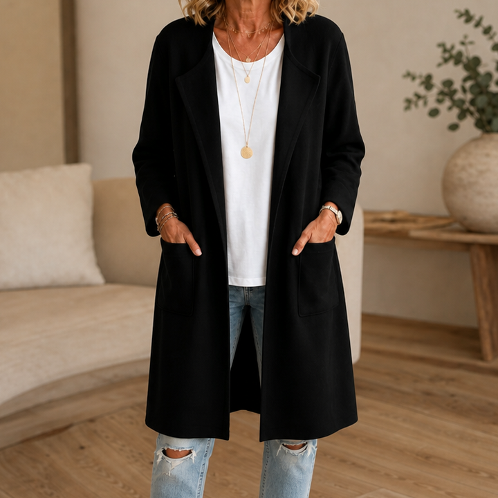 Wrapelle – Open-Front Longline Knit Cardigan Coat
