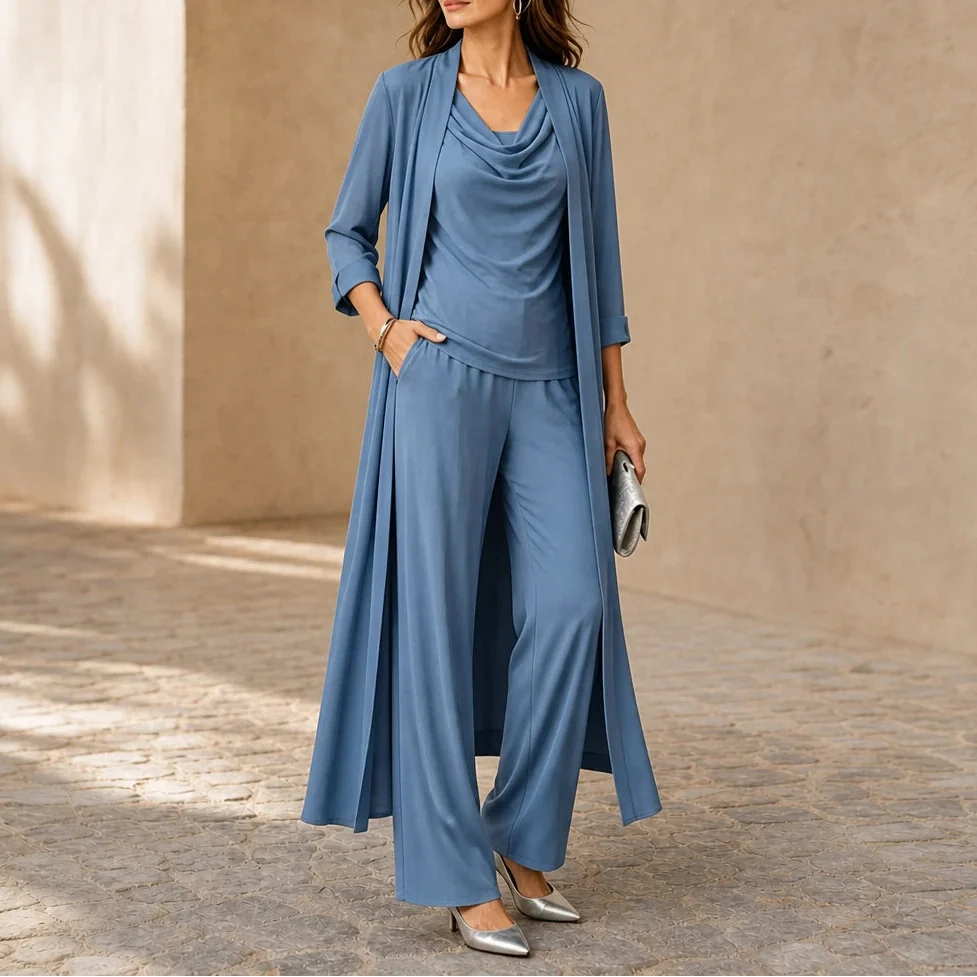 Layerelle – Three-Piece Top, Pants And Cardigan Set