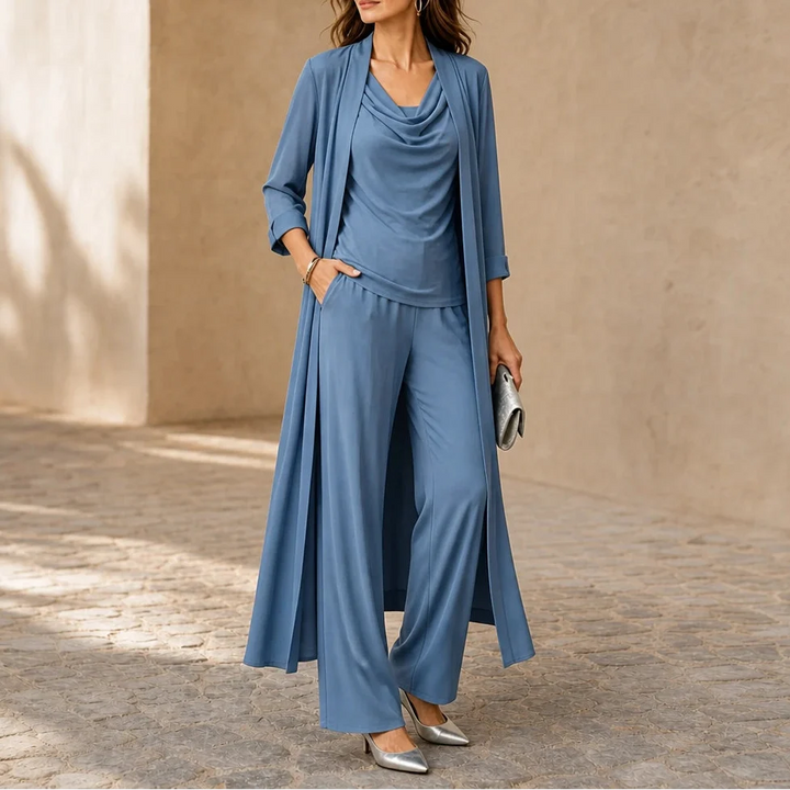 Layerelle – Three-Piece Top, Pants And Cardigan Set