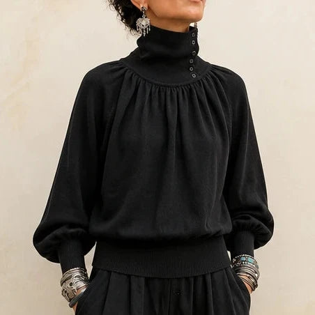 Pleata – Pleated Shoulder Lantern Sleeve Sweater