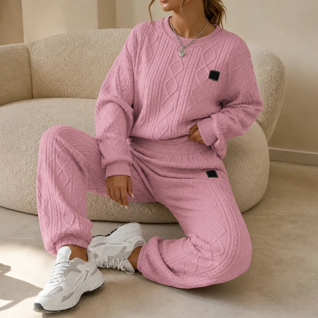 Cable & Co. – Cable-Knit Sweater And Trouser Set