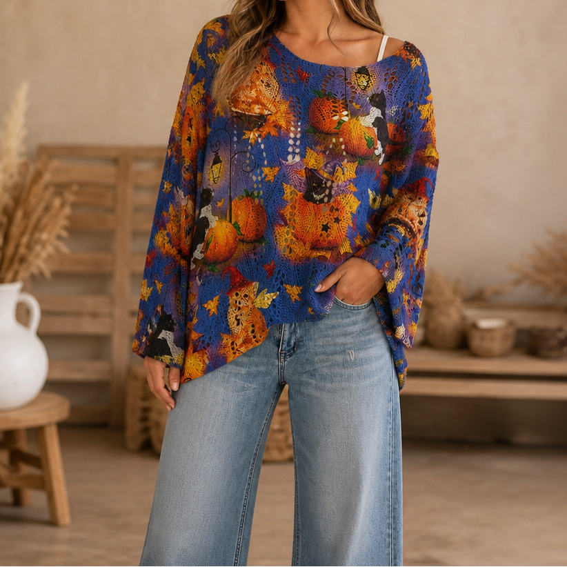 Amberknit – Open-Knit Crochet Pumpkin Sweater