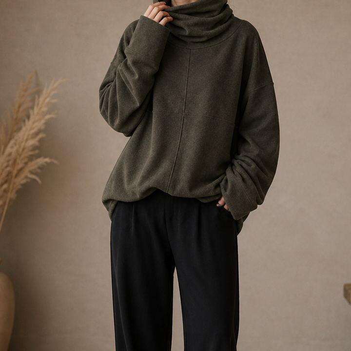 Cowlmara – Brushed Cowl-Neck Oversized Pullover