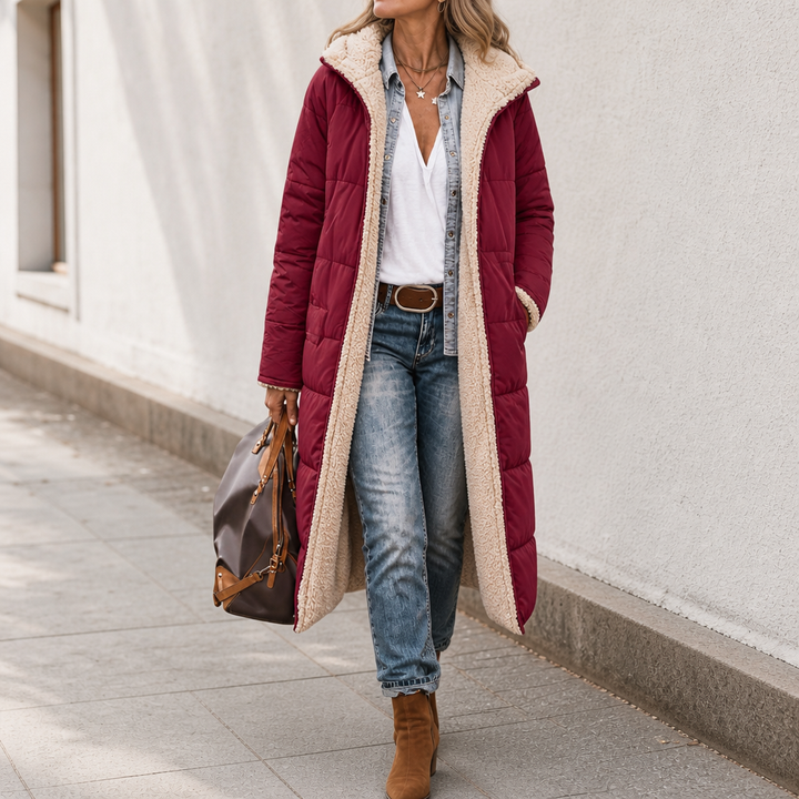 Veluna – Reversible Quilted Sherpa-Look Winter Coat