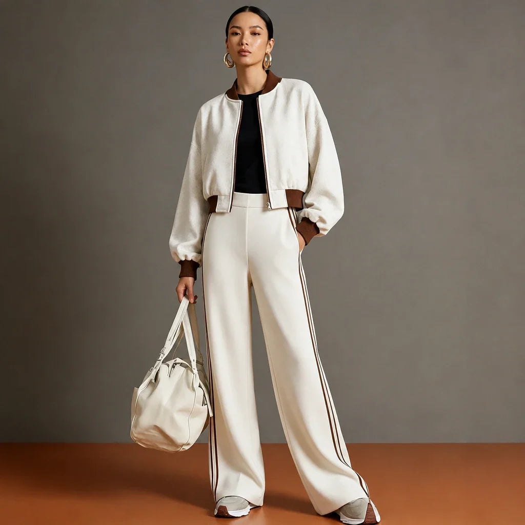 Set Theory – Bomber Jacket And Wide-Leg Pants Set