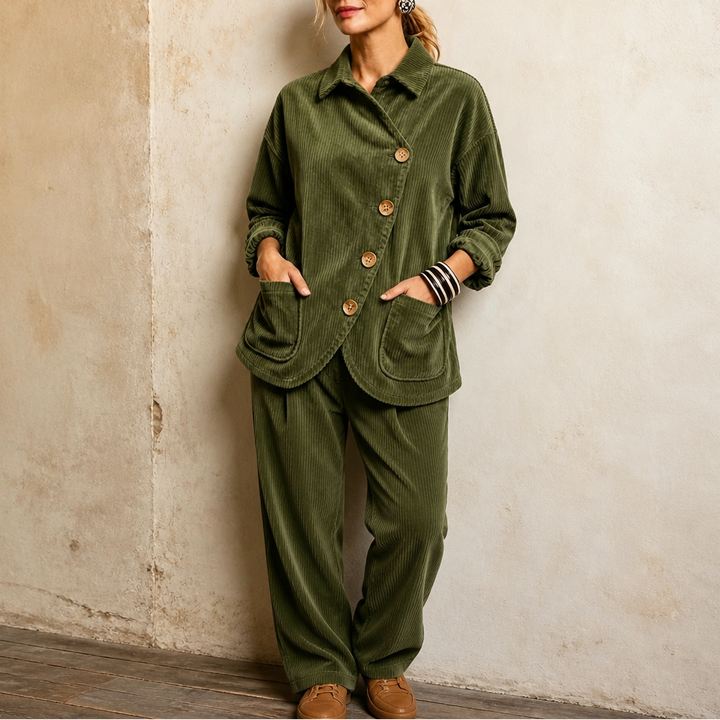Corfield – Diagonal Button Ribbed Corduroy Shacket