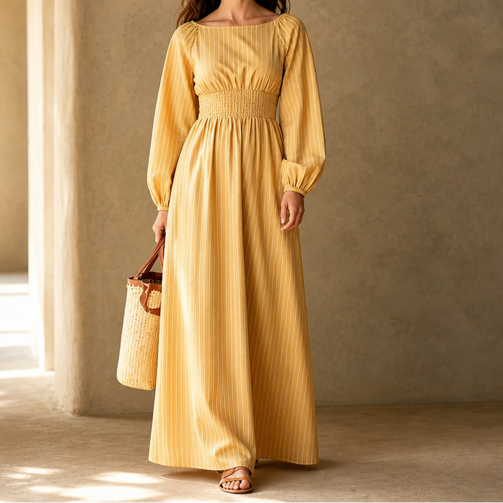 Wovelle – Smocked-Waist Pleated Maxi Dress