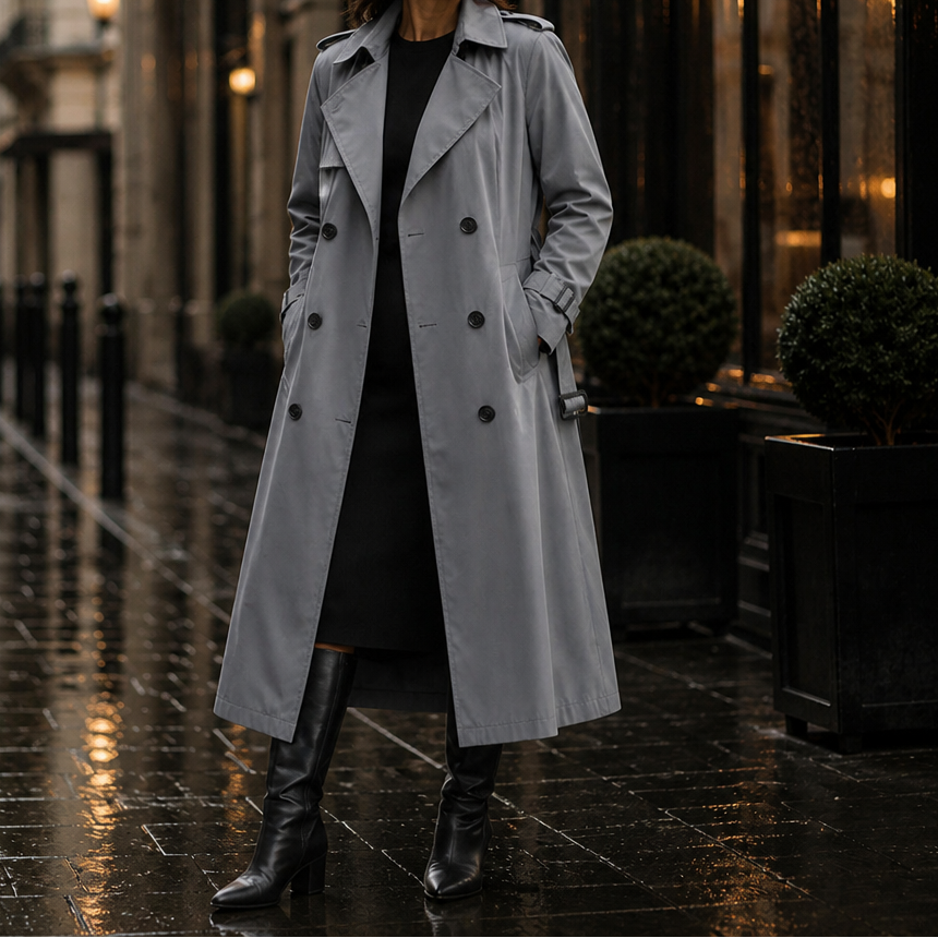 Mayfield – Double-Breasted Belted Long Trench Coat