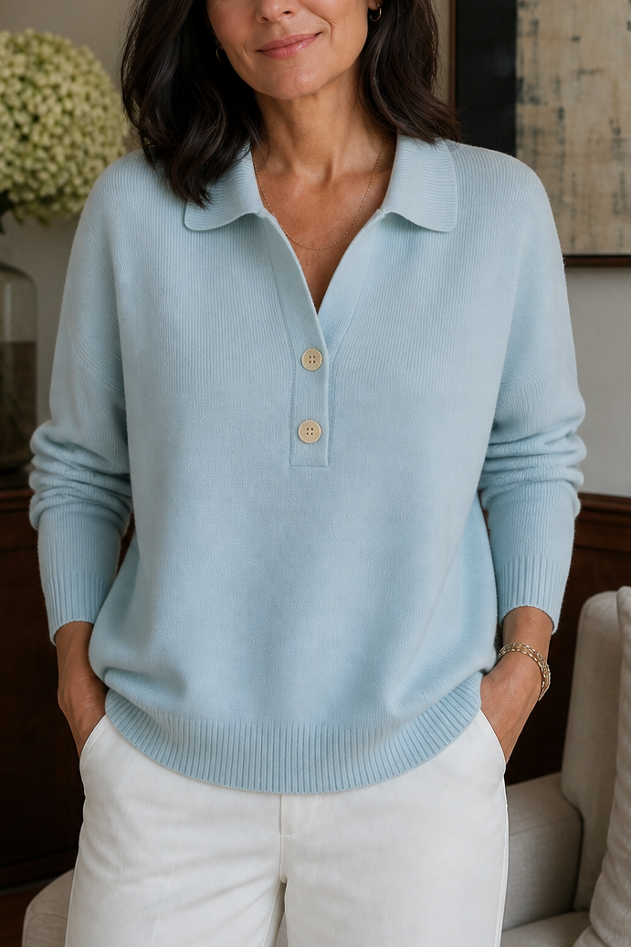 Wearbella – Collared Waffle-Knit Pullover Sweater