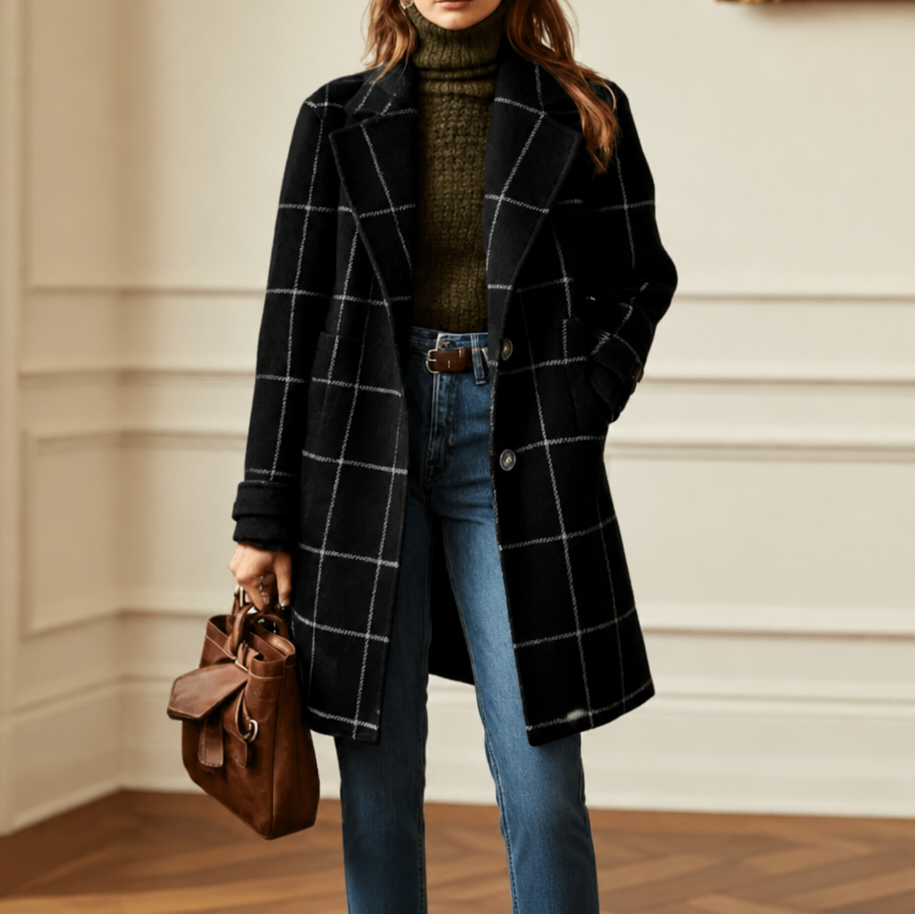 Wearbella – Plaid Two-Button Oversized Wool-Look Coat