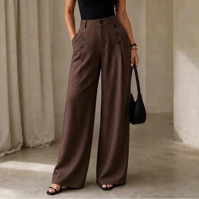 Veloura – High-Waisted Pleated Wide-Leg Trousers