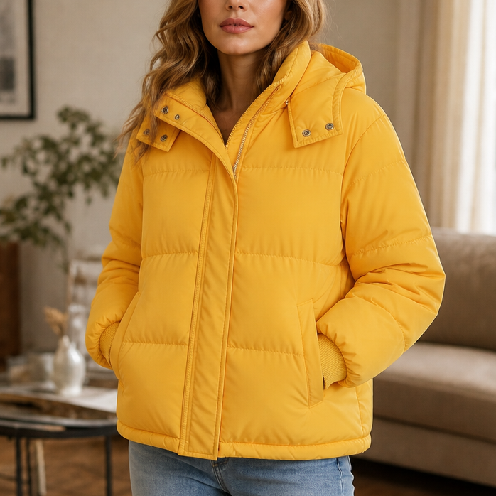 Veluna – Cropped Hooded Puffer Jacket