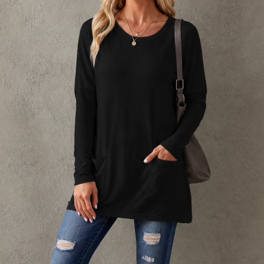 Wearbella – Relaxed Longline Crew-Neck Tunic Top