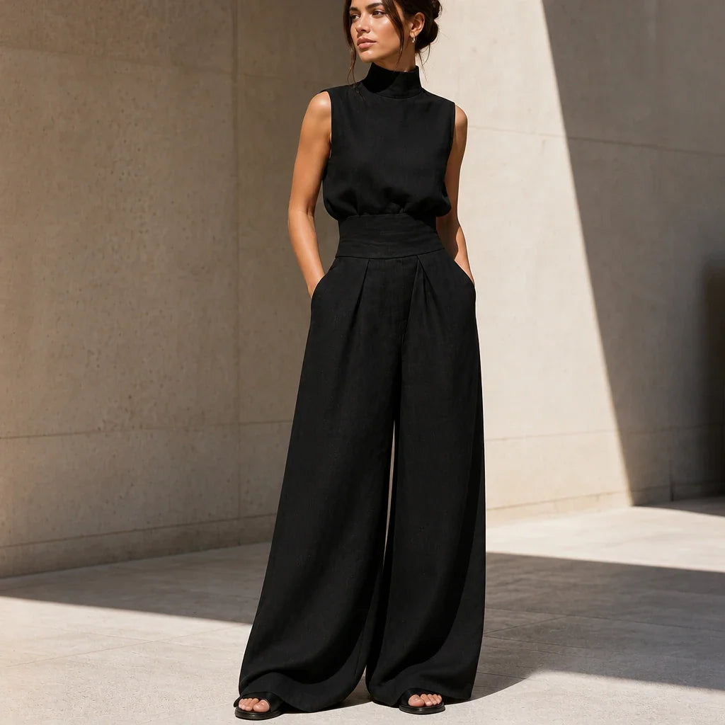 Wearbella – Pleated High-Waist Wide-Leg Pants Set