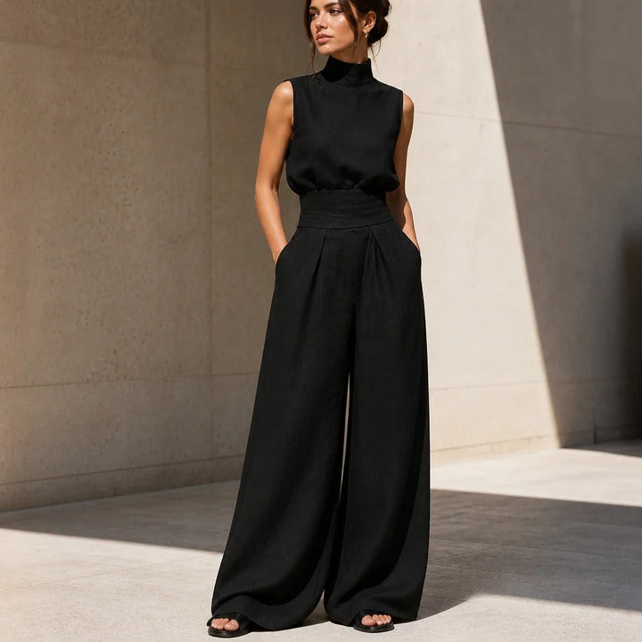Wearbella – Pleated High-Waist Wide-Leg Pants Set