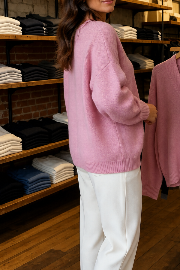 Softline – Ribbed V-Neck Relaxed Knit Sweater