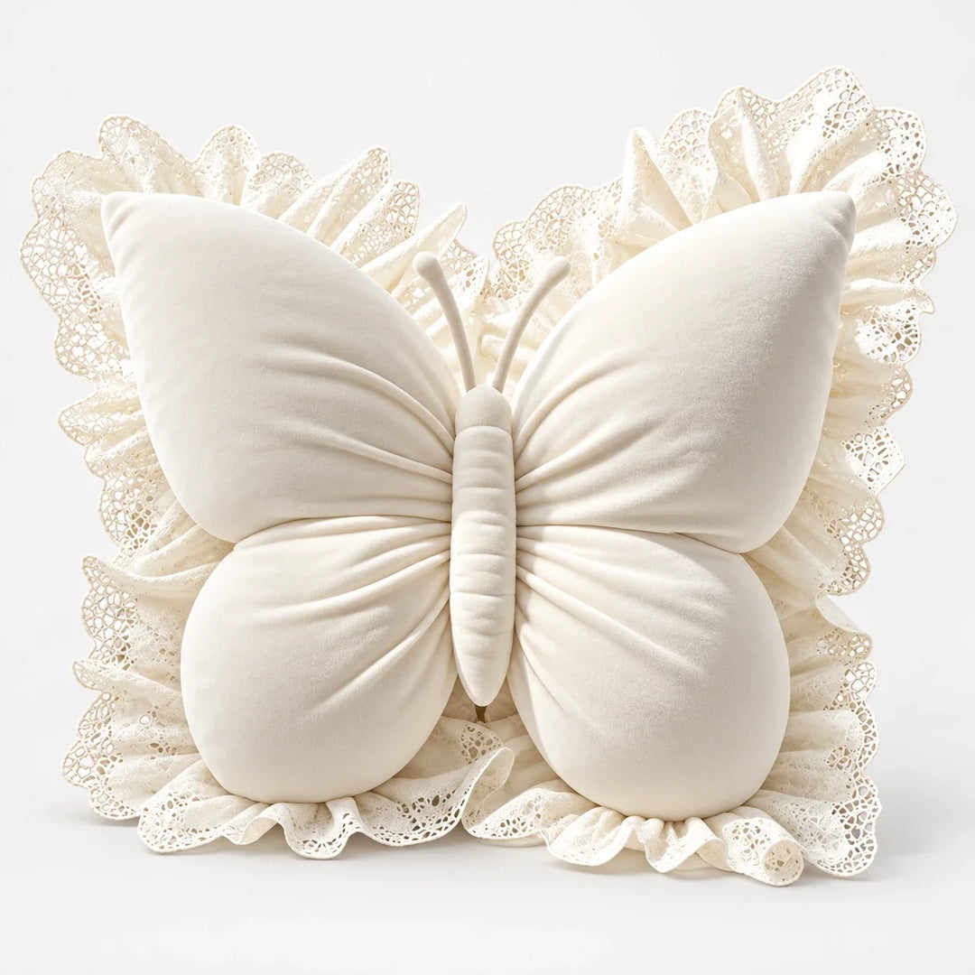 Lacewing – Velvet-Look Butterfly Lace-Trim Throw Pillow