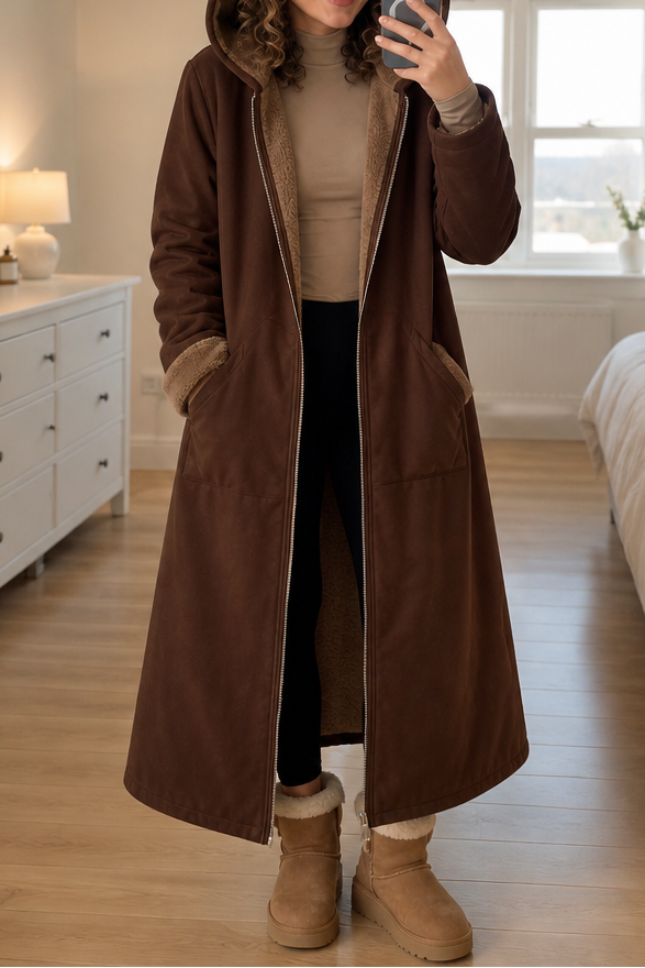 Wintervale – Hooded Shearling-Lined Full-Length Coat
