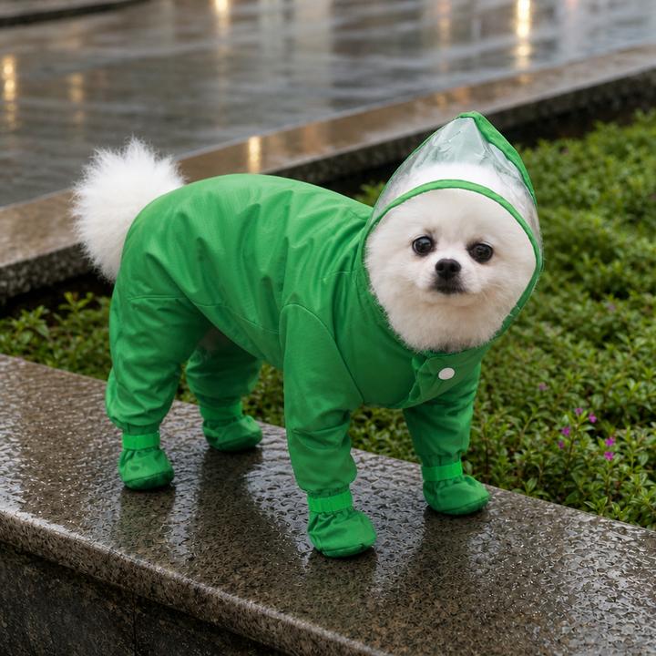 RainPaw – Hooded Four-Leg Dog Rain Suit
