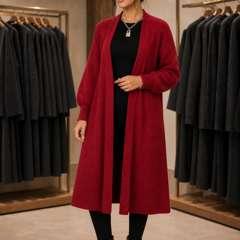 Ribbella – Ribbed Knit Longline Cardigan