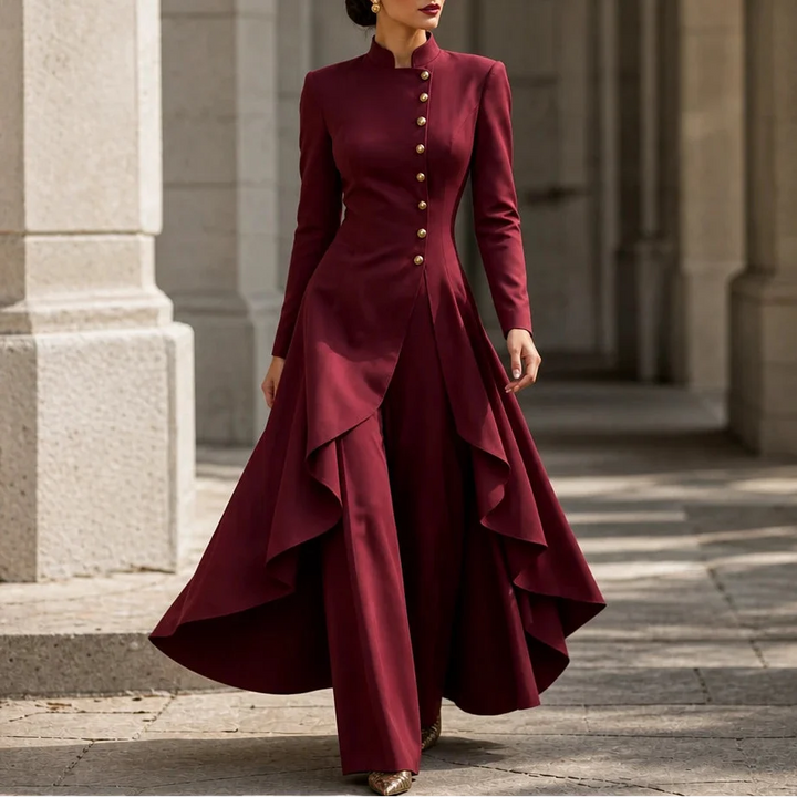 Doretta – Women's Longline Coat And Wide-Leg Pants Set