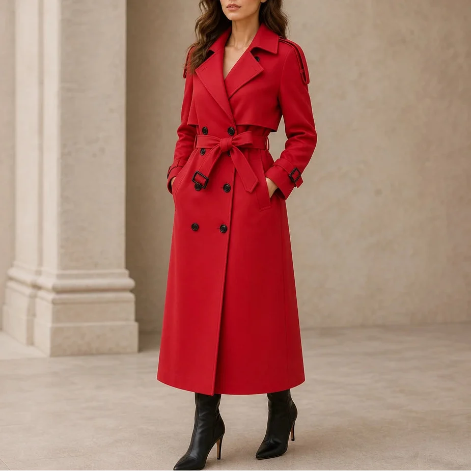Silhouette – Double-Breasted Belted Slim-Fit Trench Coat