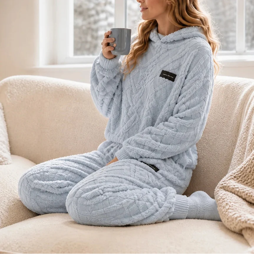 Emberelle – Embossed Plush Tracksuit Set