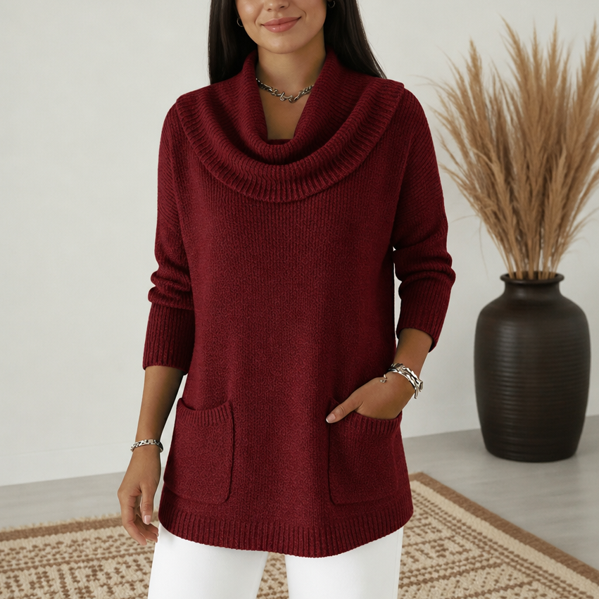 Everelle – Long-Sleeve Cowl-Neck Tunic Sweater