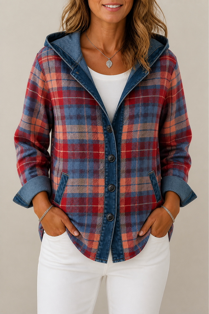Havelyn – Denim-Trim Hooded Knit Cardigan