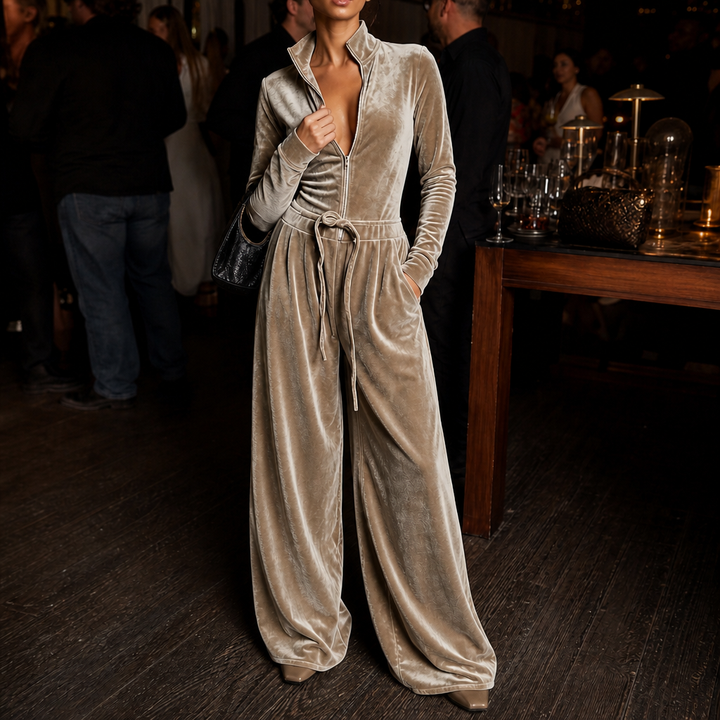 Veloura – Drawstring Waist Wide-Leg Lounge Set